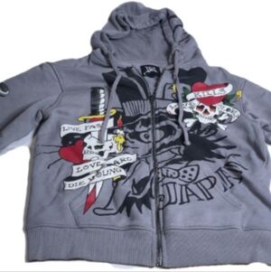 Ed Hardy Love ❤️  Kills Slowly Christmas Panther Snake Hoodie Zipper Pockets